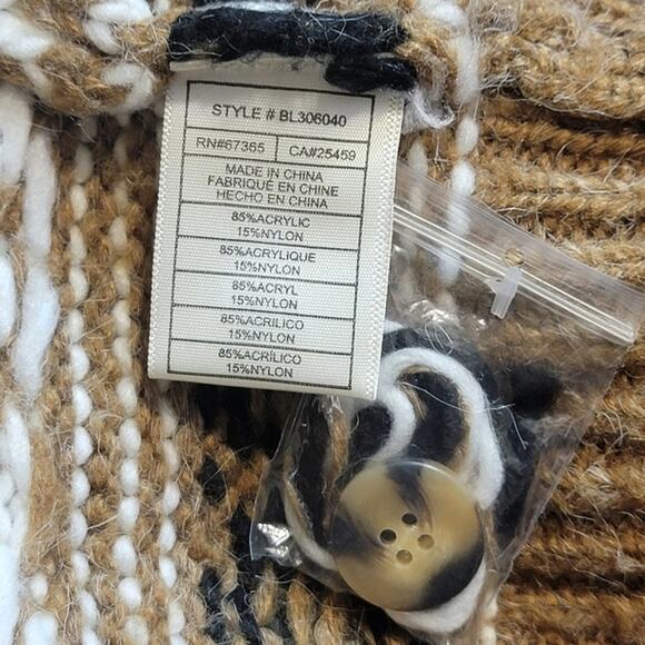 BB Dakota Steve Madden Fair Isle Aztec Button Down Cardigan Sweater Cozy Fall S - Picture 13 of 15